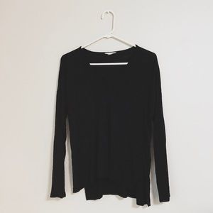 Madewell Long Sleeve Anthem V Neck Top Black